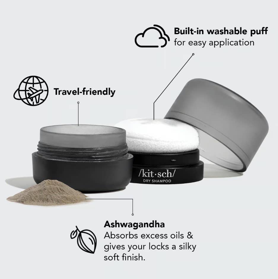 Volumizing Rice Protein Dry Shampoo - Dark Tinted Powder KITSCH Tuuheuttava riisiproteiini kuiva shampoo - tumma