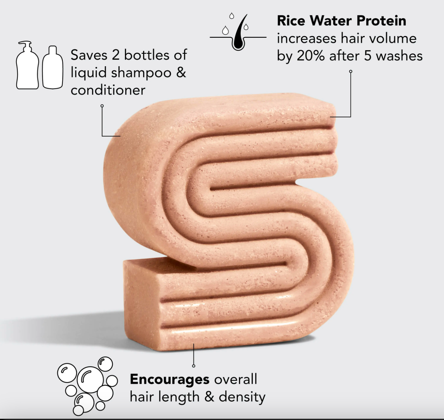 Rice Water Protein Shampoo Bar for Hair Growth KITSCH Riisivesi Proteiini palashampoo